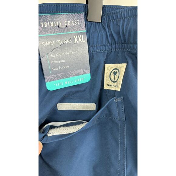 Trinity Coast Mens Blue Colorblock Swim Trunks 9" Drawstring Waist Size 2XL NWT - Picture 8 of 10